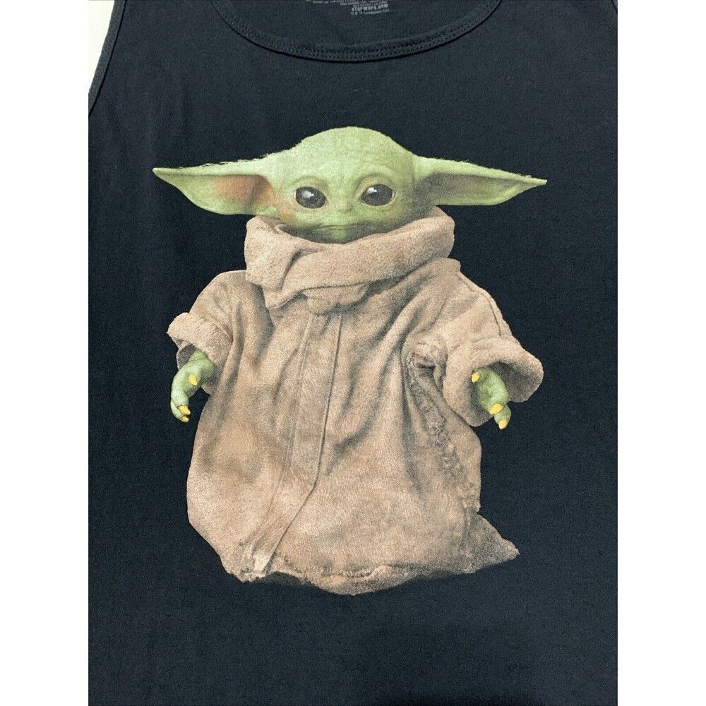 Star Wars Baby Yoda Tank Top XL | Black Grogu Graphic Sleeveless Tee